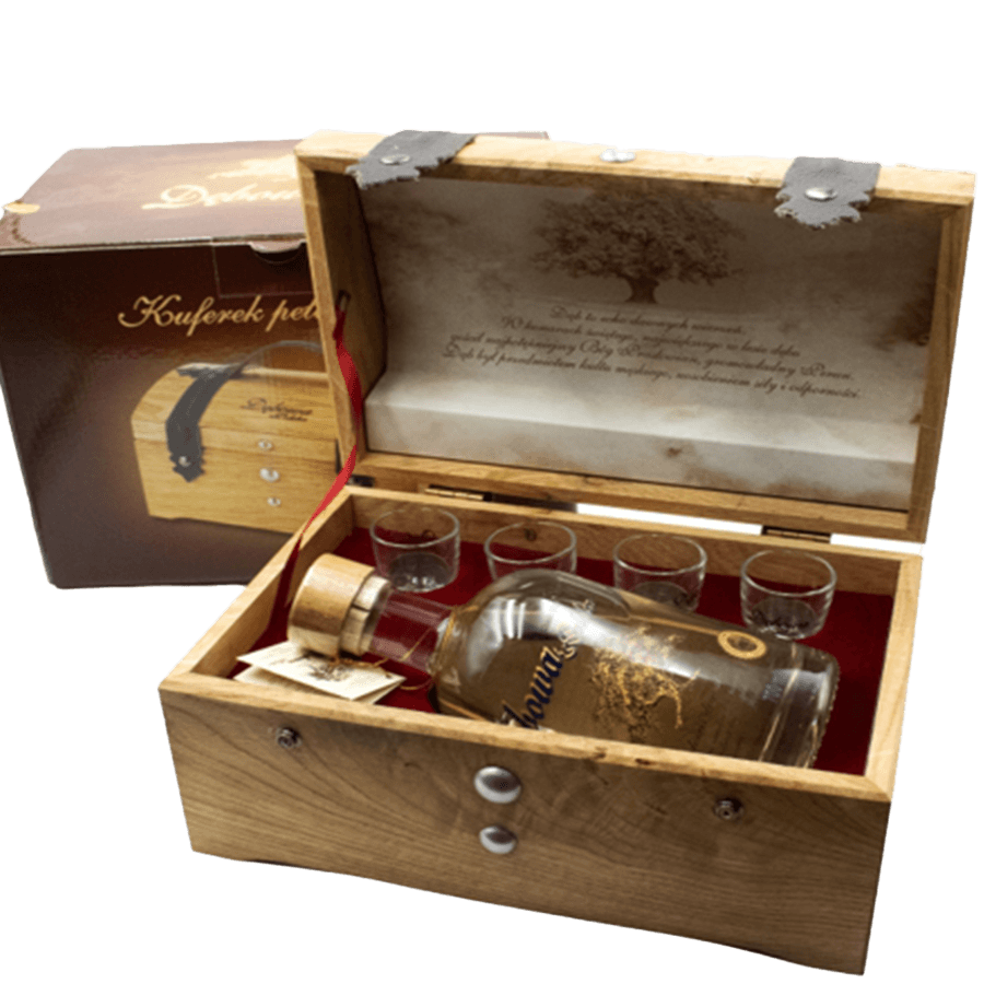 Debowa Vodka In A Chest + 4 Glasses Debowa Vodka 0,7L Chest + 4 Pahare - imagine 1