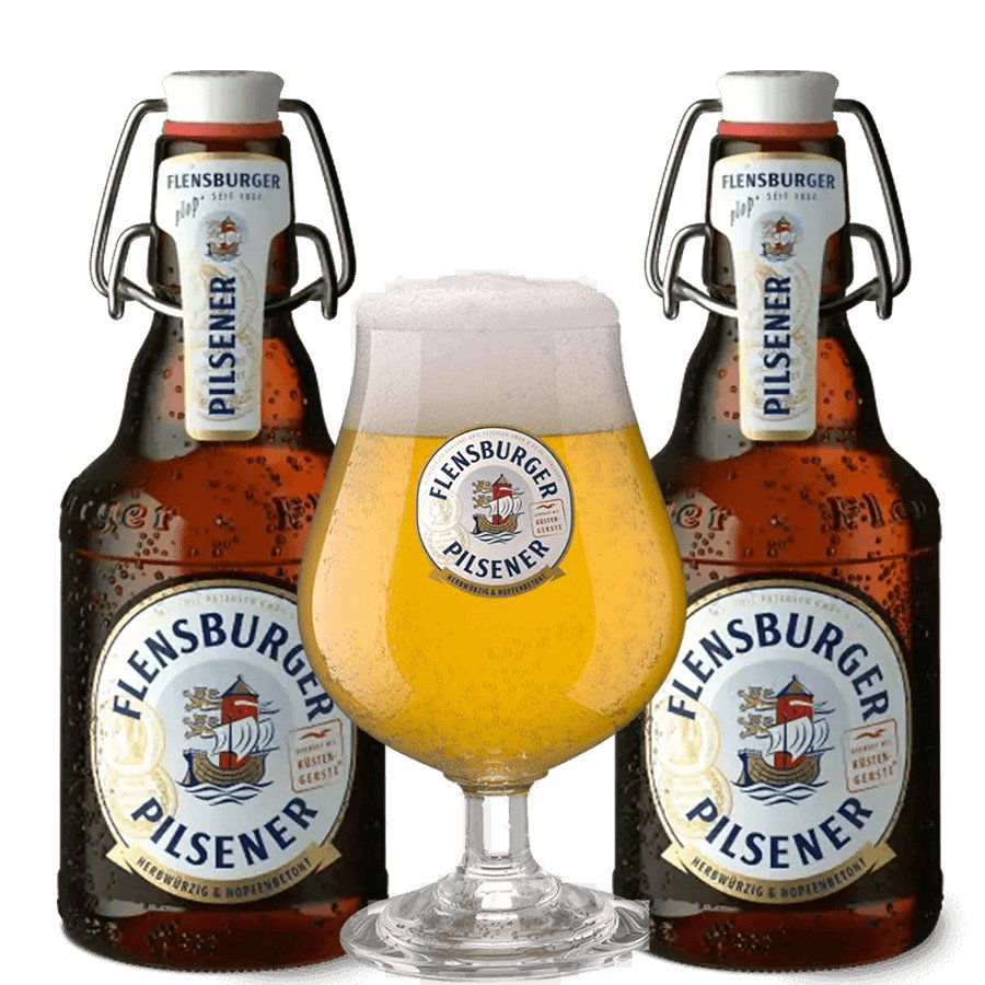 Flens Premium Pilsnere + Schwenker Combo Flensburger Premium Pilsener x48 sticle + 6 Flensburger Schwenker 0,3L - imagine 1
